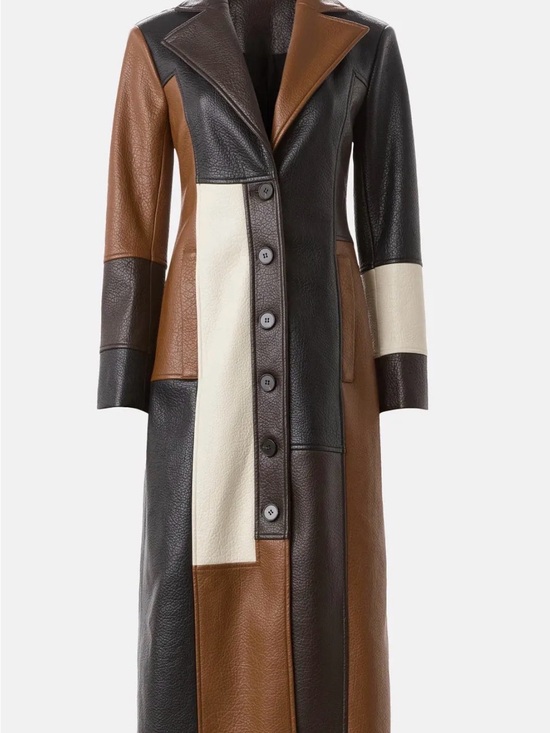 Ronny Kobo Collection Jackets & Blazers - Ronny Kobo Collection Brown, Black & Cream Patchwork Leather Coat